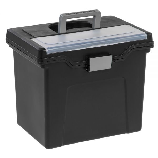 Mobile File Box, Large, Letter Size, 11 5/8"H x 13 3/8"W x 10"D, Black/Silver