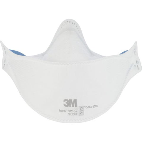 3M Aura N95 Particulate Respirator 9205 Recommended for: Face - Lightweight, Soft, Comfortable, Adjustable Nose Clip, Disposable, Advanced Electret Media - Adult Size - Airborne Particle, Dust, Contaminant, Fog Protection - White - 20 / Pack