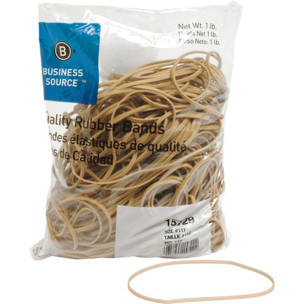 Business Source #117B Rubber Bands Size #117B - 7" x 1/8" - Natural - 200/ Pack