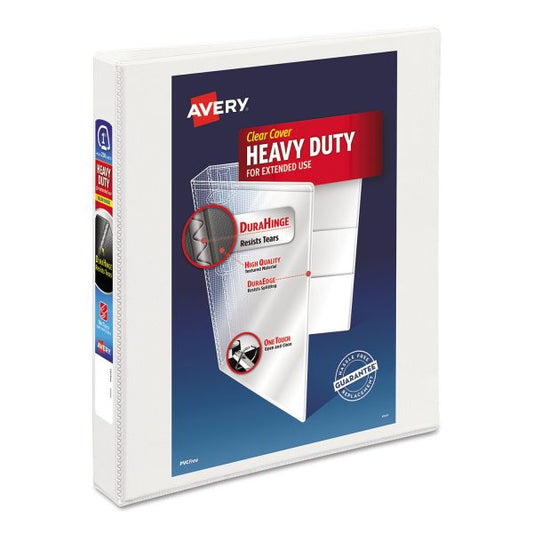 Avery Heavy-Duty 3-Ring View Binder w/Locking 1-Touch EZD Rings, 1" Capacity, White