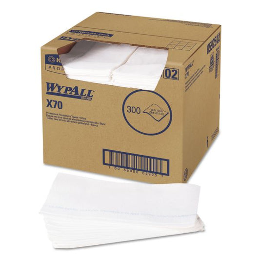 WypAll X70 Wipers, Kimfresh Antimicrobial, 12.5 x 23.5, White, 300/Carton