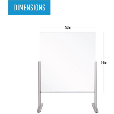 Bi-silque Glass Countertop Barrier w/ Passthrough 23.6" Width x 16.7" Depth x 33.5" Height - 1 Each - Aluminum - Glass, Aluminum