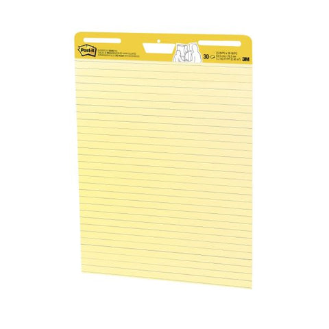 Post-it Super Sticky Easel Pad, 25" x 30", Yellow With Blue Lines, Pad Of 30 Sheets