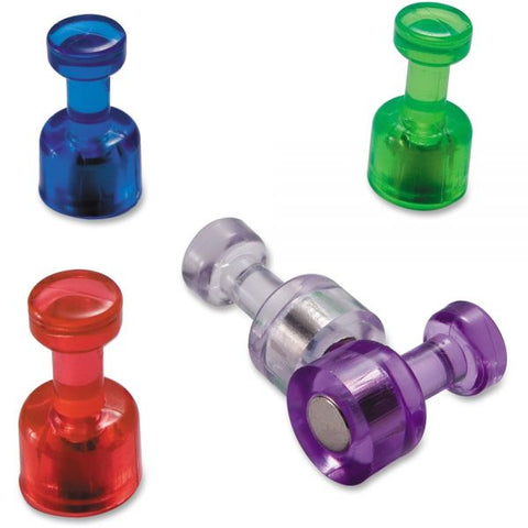 Officemate Push Pin Magnets, Assorted Translucent, 0.75" Diameter x 0.38"h, 10/Pack