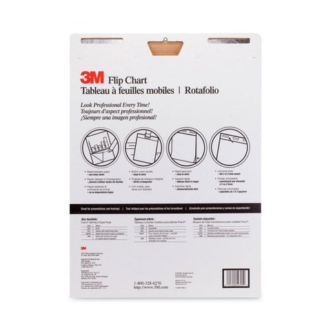 3M Professional Flip Chart, Unruled, 25 x 30, White, 40 Sheets, 2/Carton