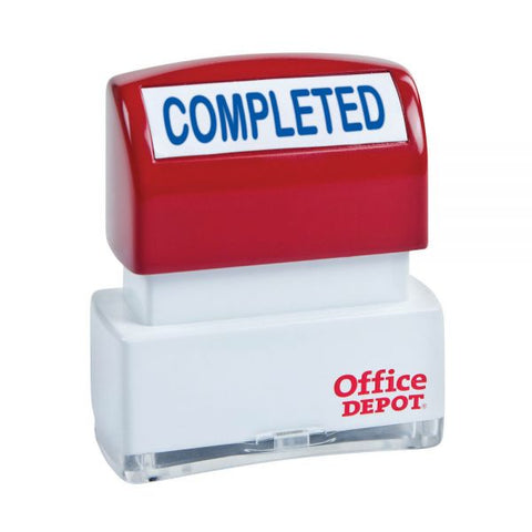 Pre-Inked Message Stamp, "Completed", Blue