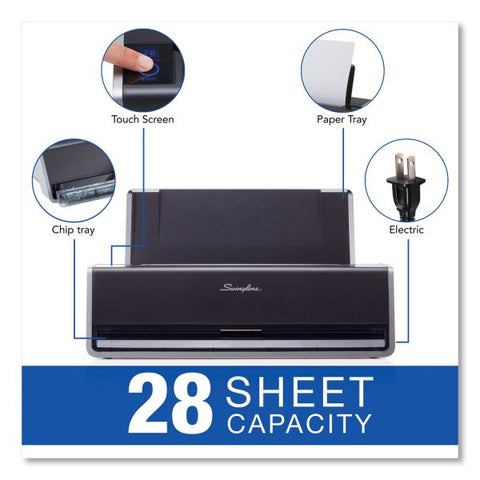 Swingline 28-Sheet Commercial Electric Two-Hole Punch, Fixed 9/32" Holes, Black/Silver