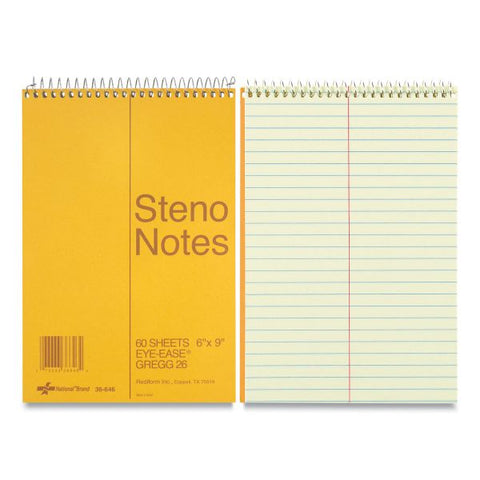 National Standard Spiral Steno Book, Gregg Rule, 6 x 9, Eye-Ease Green, 60 Sheets, 1 Each