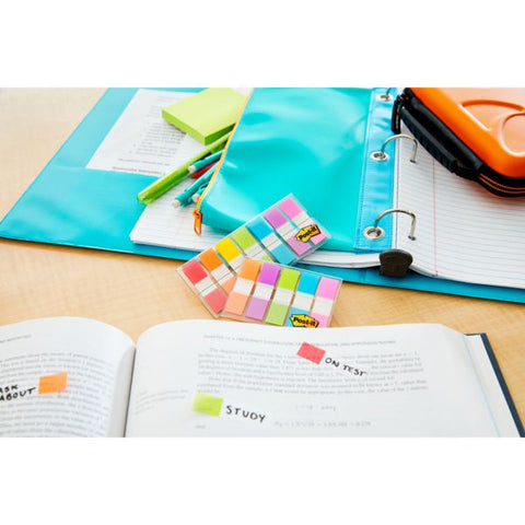 Post-it Flags in On-the-Go Dispenser 0.50" x 1.75" - Red, Orange, Yellow, Green, Blue, Purple, Pink - Self-stick - 1 / Pack