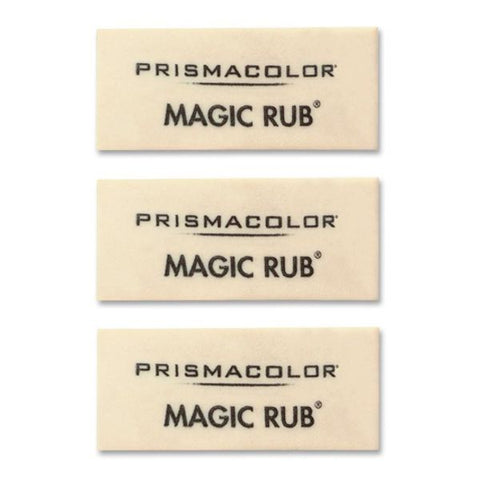 Prismacolor MAGIC RUB Eraser, For Pencil/Ink Marks, Rectangular Block, Medium, Off White, 3/Pack