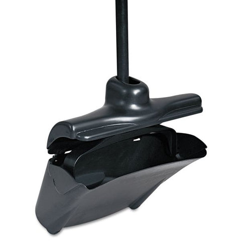 Rubbermaid Commercial Lobby Pro Upright Dustpan, with Cover, 12.5w x 37h, Plastic Pan/Metal Handle, Black