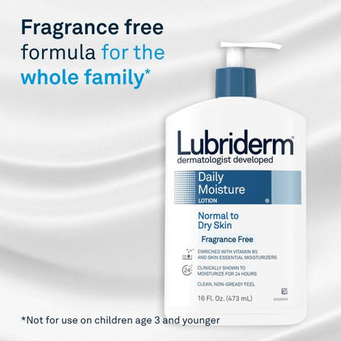 Lubriderm Daily Moisture Skin Lotion Lotion - 6 fl oz - Non-fragrance - Flip Top Dispenser - For Dry Skin - Applicable on Hand and Body - Fragrance-free, Moisturising, Non-greasy - 1 Each