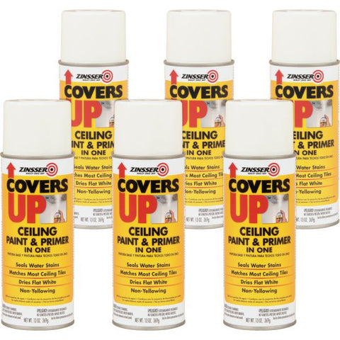 Zinsser COVERS UP Ceiling Paint/Primer in One 13 fl oz - 6 / Carton - White