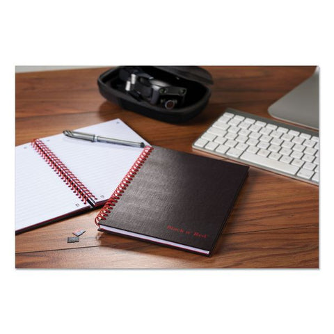 Black n' Red Hardcover Business Notebook 70 Sheets - Twin Wirebound - Ruled9.9" x 7" - Black/Red Cover - Bleed Resistant, Ink Resistant, Hard Cover, Perforated, Foldable - 1 Each