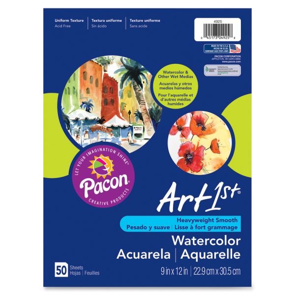 Art1st Watercolor Paper Pad 9" x 12" - White - 90 lb Paper Weight - 50 Sheets/ Pack