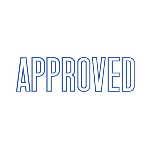 Xstamper APPROVED Title Stamp Message Stamp - "APPROVED" - 0.50" Impression Width x 1.63" Impression Length - 100000 Impression(s) - Blue - Recycled - 1Each