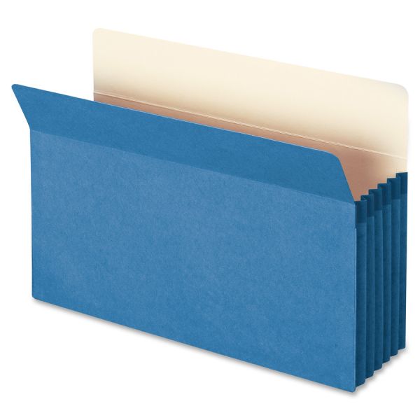 Smead 74235 Blue Colored File Pocket Legal Size - Straight Tab Cut - 5.25" Expansion - Manila Stock - Blue - 1 Each