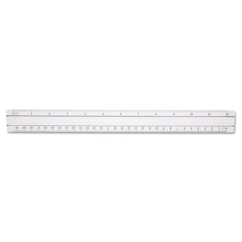 Westcott 12" Magnifying Ruler, Standard/Metric, Plastic, Clear