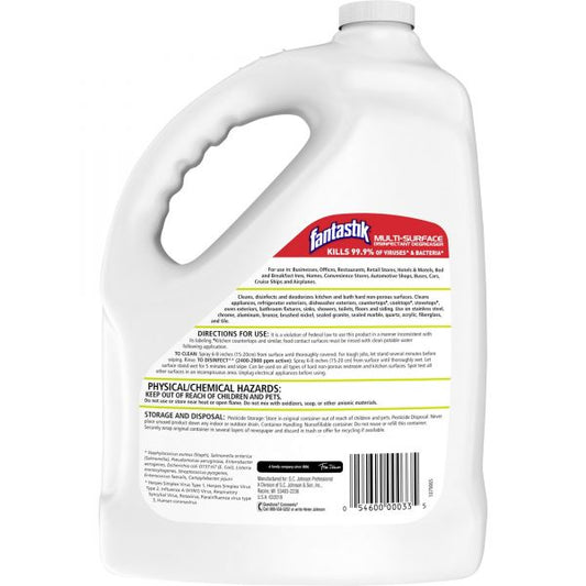 Fantastik Multi-Surface Disinfectant Degreaser, Pleasant Scent, 1 Gallon Bottle, 4/Carton Spray - 128 fl oz (4 quart) - Fresh Scent - 4/ Carton - White