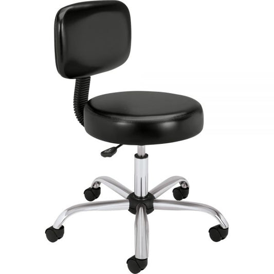 HON Adjustable Task/Lab Stool, Supports Up to 250 lb, 17.25" to 22" Seat Height, Black Seat/Back, Steel Base