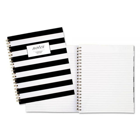 Cambridge Black and White Striped Hardcover Notebook, 1 Subject, Wide/Le gal Rule, Black/White Stripes Cover, 11 x 8.88, 80 Sheets