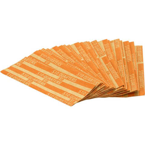 Sparco Flat Quarter Coin Wrappers Kraft - Brown with Orange Print - 1,000/ Carton