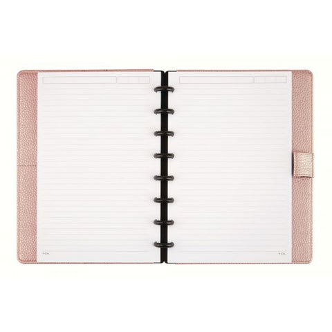 TUL Discbound Notebook, Elements Collection, Junior Size, Narrow Ruled, 60 Sheets, Rose Gold/Pebbled