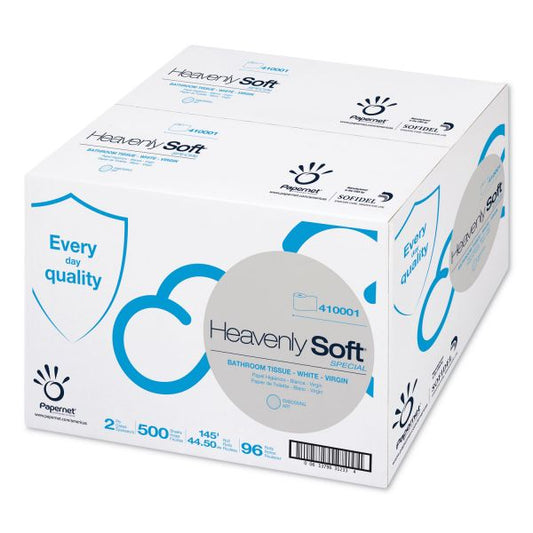 Papernet Heavenly Soft Toilet Tissue, Septic Safe, 2-Ply, White. 4.1" x 146 ft, 500 Sheets/Roll, 96 Rolls/Carton