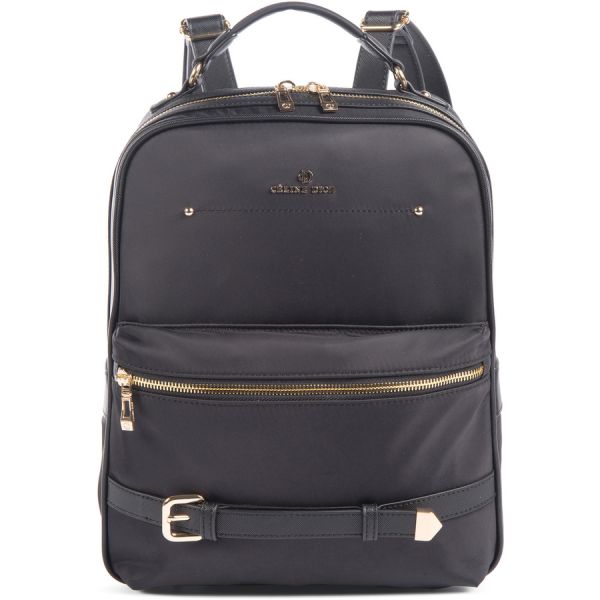 Celine Dion Carrying Case (Backpack) Travel Essential - Black, Gold Nylon Body - Shoulder Strap, Handle, Belt - 10" Height x 4" Width x 13.8" Depth - 1 Each