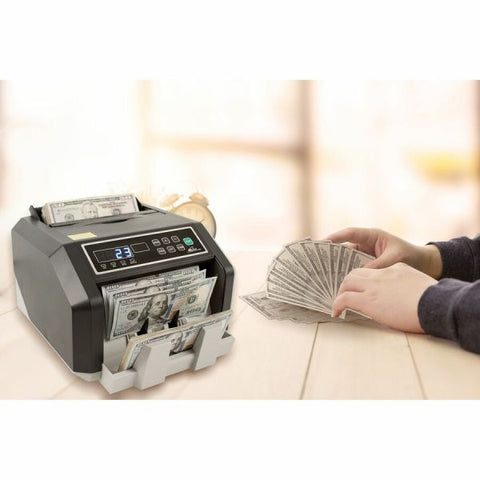 Royal Sovereign Back Load Bill Counter with Counterfeit Detection, 1,400 Bills/min, 12.24 x 10.16 x 7.01, Black/Silver