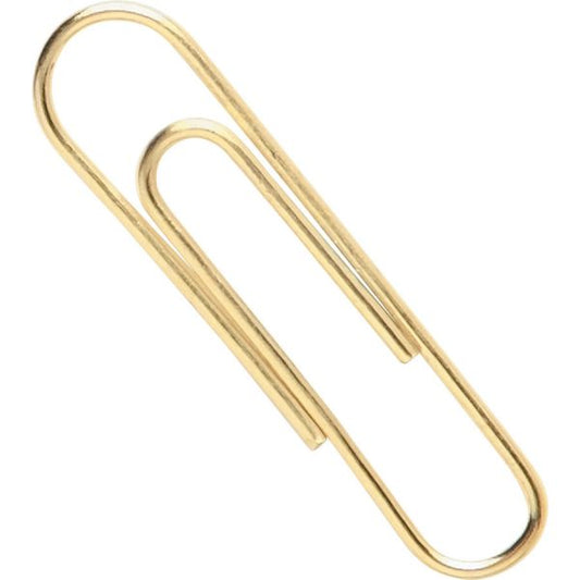 ACCO Gold Tone Paper Clips, #2, Smooth, Gold, 100/Box