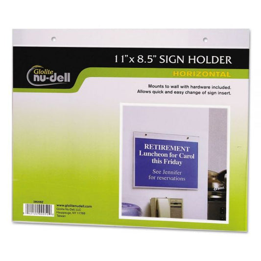 NuDell Clear Plastic Sign Holder, Wall Mount, 11 X 8.5
