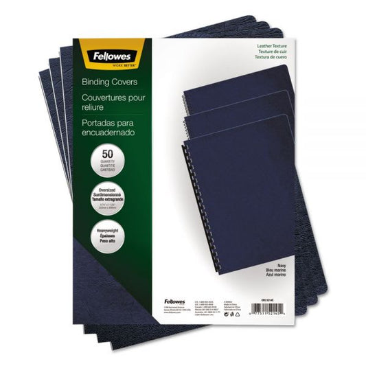 Fellowes Executive Leather-Like Presentation Cover, Navy, 11.25 x 8.75, Unpunched, 50/Pack