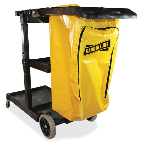 Genuine Joe Workhorse Janitor's Cart 30.8" Width x 55.6" Depth x 38" Height - Light Gray, Yellow