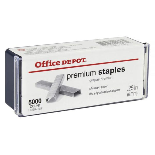 Staples, 1/4" Premium, Full Strip, Box Of 5,000