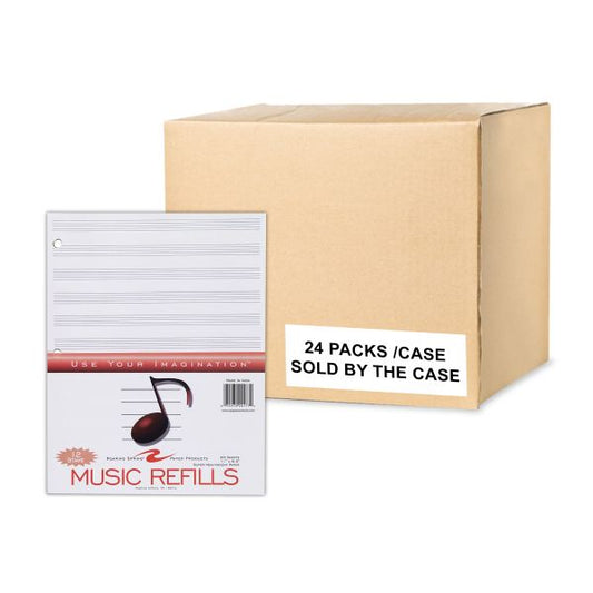 Music Filler 8.5"x11" 12 Stave Roaring Spring Music Filler Paper, Case of 24 packs, 12 Staves of Music Lines, 11" x 8.5", 20 Sheets Per Pack, Heavyweight Smooth White Paper, 3 Hole Punched