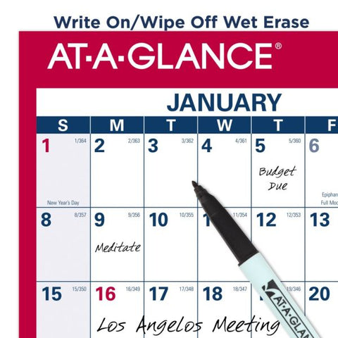 AT-A-GLANCE 2023 RY Vertical Horizontal Reversible Erasable Wall Calendar, With Marker, Large, 36" x 24"