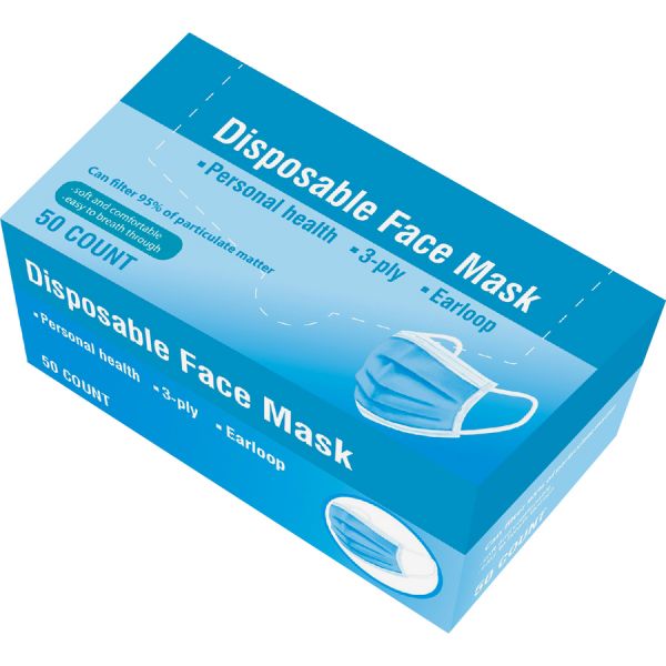 Special Buy Disposable Face Mask Recommended for: Face - Disposable, 3-ply, Breathable, Pleated, Soft, Comfortable, Elastic Loop, Earloop Style Mask, Flexible, Latex-free - Particulate Protection - Multi - 50 / Box