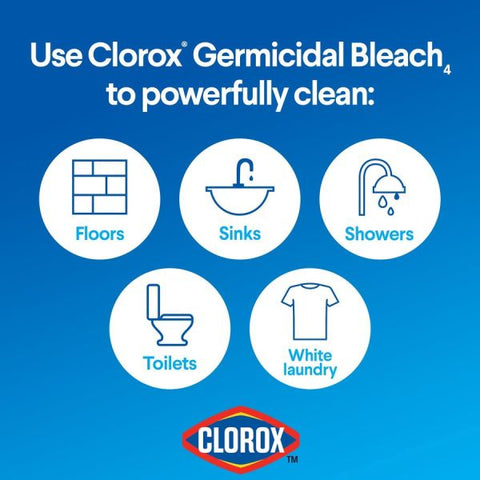 Clorox Germicidal Bleach Concentrate Liquid - 121 fl oz (3.8 quart) - Regular Scent - 3 / Carton - White